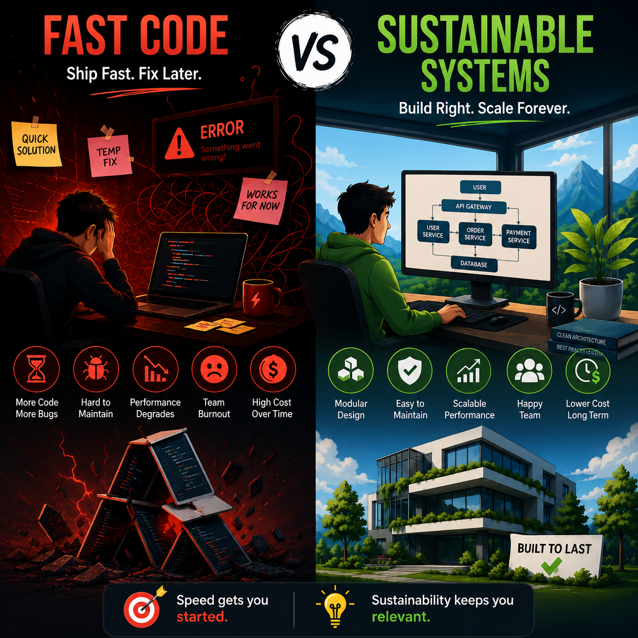 Fast Code vs Sustainable Systems: The Trade-Off Most Developers Ignore